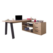 Scrivania Angolare con 3 Cassetti e 2 Vani - 171.50x74.70x143.50 cm