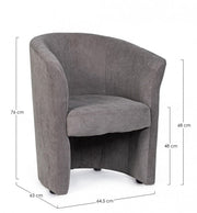 Poltrona in legno e tessuto Grigio Scuro BELIZE 64,5x63x h76 cm