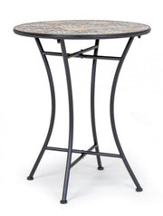 Tavolo in acciaio NAXOS con piano in ceramica 60d cm