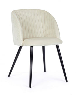 2x Sedia Queen Velvet Bianco