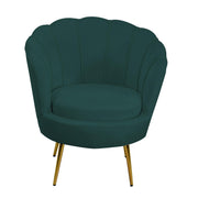 Poltrona velluto tulipan blu petrolio cm 73x72h77