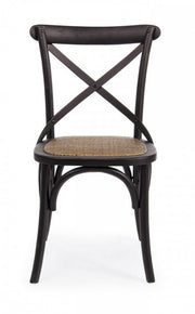Sedia in Olmo Cross Nero retro