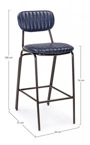 Sgabello vintage da bar in simipelle Blu DEBBIE 44x51x h100 cm
