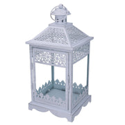 Lanterna metallo 1-3 bianco opaco argentato quadro cm24x24h52,5