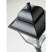Lampione 3 luci in pressofusione di alluminio nero diffusori in vetro h. 264 cm