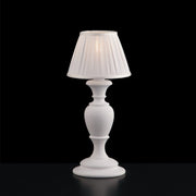 Lume comodino legno e pasta di legno bianco shabby cm 36