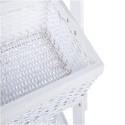 Espositore rustico Darik 4 cesti in vimini bianco