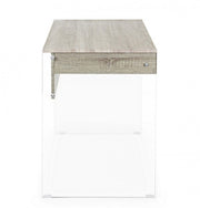 Scrivania di design in legno naturale Armos 1 cassetto e gambe in vetro 110x55x 76h cm