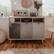 Credenza tre vani sonoma grigio piedini rialzati cm 120 x 40 x 88 h