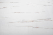 Tavolo bianco acciaio e vetro effetto marmo stile design cm 160x90