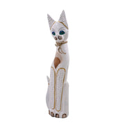 Gatto legno bianco beige cm15x6h80