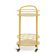 Carrello per bottiglie in acciaio Giallo Ocra