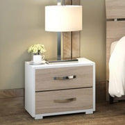 Comodino con cassa bianca frontale Olmo 2 cassetti 36x52xH 43