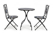 Set da giardino tavolo e 2 sedie con decori in ceramica Huston