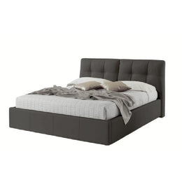 Letto matrimoniale in Ecopelle Grigio Scuro con contenitore MELIA 220x182x h109 cm