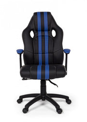 Poltrona ufficio con braccioli Spider blu in similpelle