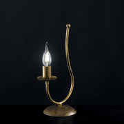 Lumetto comodino in ferro Marrone Oro una luce 18x h35 cm