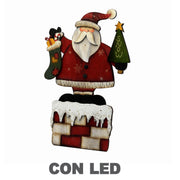 Babbo natale legno con 7 led cm28x3h43
