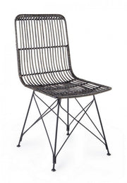 Sedia in stile contemporaneo in acciaio e kubu Nero LUCILA 45x55x h85 cm