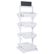 Espositore rustico Darik 8 cesti in vimini bianco