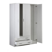 Armadio tre ante due cassetti Bianco 115x52x h180 cm