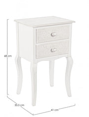 Cassettiera legno bianco 2 cassetti Clorine cm 41 x 33,5 x 68