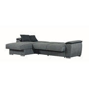 Divano con penisola reversibile in legno e tessuto Grigio GINEPRO 279x123x h60 cm