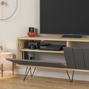 Porta TV Picadilly con Struttura Rovere e 2 Ante a Ribalta Antracite H57 x L139 x P36 cm