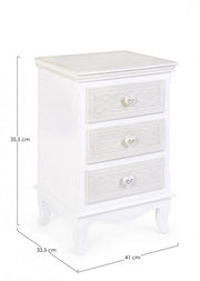 Cassettiera legno bianco 3 cassetti Charlene cm 41 x 33,5 x 68,5