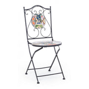 Sedia da giardino esterno in acciaio con ceramica pieghevole