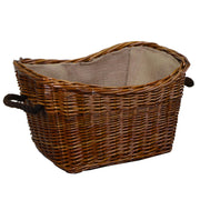 Cesta vimini fodera juta con manici corda marrone rettangolare cm58x42h34