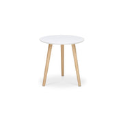 Tavolino tondo bianco 3 piedi legno di pino diam.48xh.45 cm EFFEZ