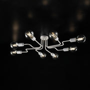 Plafoniera design in ferro Bianco Argento otto luci 83x h17 cm