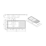 Lavello SAXT333A 2 vasche 116x50 cm destro