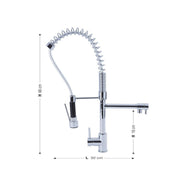 Rubinetto miscelatore per cucina con doccetta finitura cromo h.66x32 cm