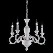 Lampadario in legno Bianco Shabby cinque luci 50x h50 cm