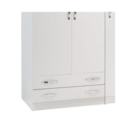 Armadio 3 ante con cassettiera  Bianco Frassinato Cm 135x52xH 210