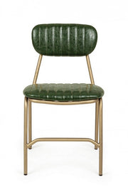 Sedia moderna Addy in acciaio rivestita in colore verde scuro retro