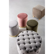 Pouf verde effetto velluto con fascia oro cm 35 x 40 h