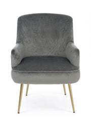 Poltrona Clelia grigio effetto velluto oro