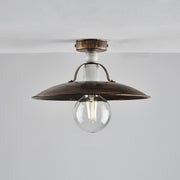 Plafoniera in ferro Marrone Oro industrial Bianco una luce 30x h14 cm