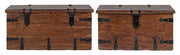 Set 2 cassapanca marrone in legno stile fusion