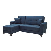 Divano con penisola reversibile doppio contenitore Eva tessuto blu
