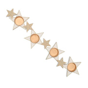 Portacandele legno bianco oro stelle 4pcm48,5x11,5h2,3