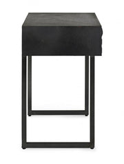 Tavolino nero 1 cassetto in legno stile industriale 50x35x55