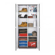 Armadio multiuso slim due ante a specchio otto ripiani Bianco Cenere 83x29x h190 cm