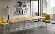 Tavolo allungabile in rovere impiallacciato e top in rovere naturale 200/300x100 cm