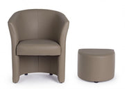 Poltrona in similpelle con pouf estraibile Tortora RITA 64,5x 59,5x h78 cm