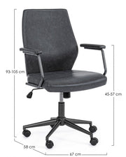 Poltrona ufficio ecopelle nero Jamie cm 67 x 58 x 93
