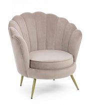 Poltrona retro in velluto grigio chiaro modello pavone